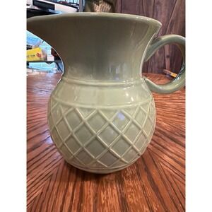Bath & Body Works Vintage Pottery 1999 Edition Sage Green Ceramic Pitcher 7.5in